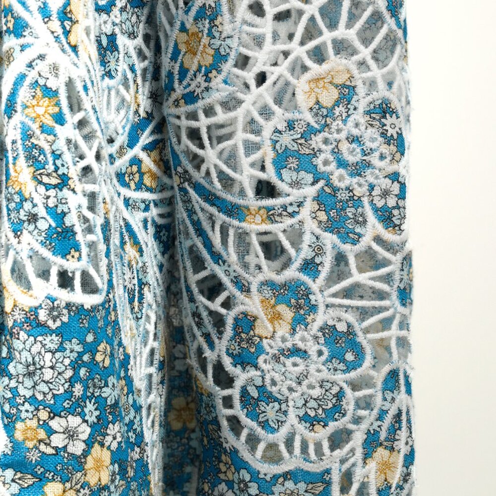 Zimmermann Carnaby Indigo Ditsy Floral-Print Broderie Anglaise Linen Maxi Dress - Picture 9 of 12